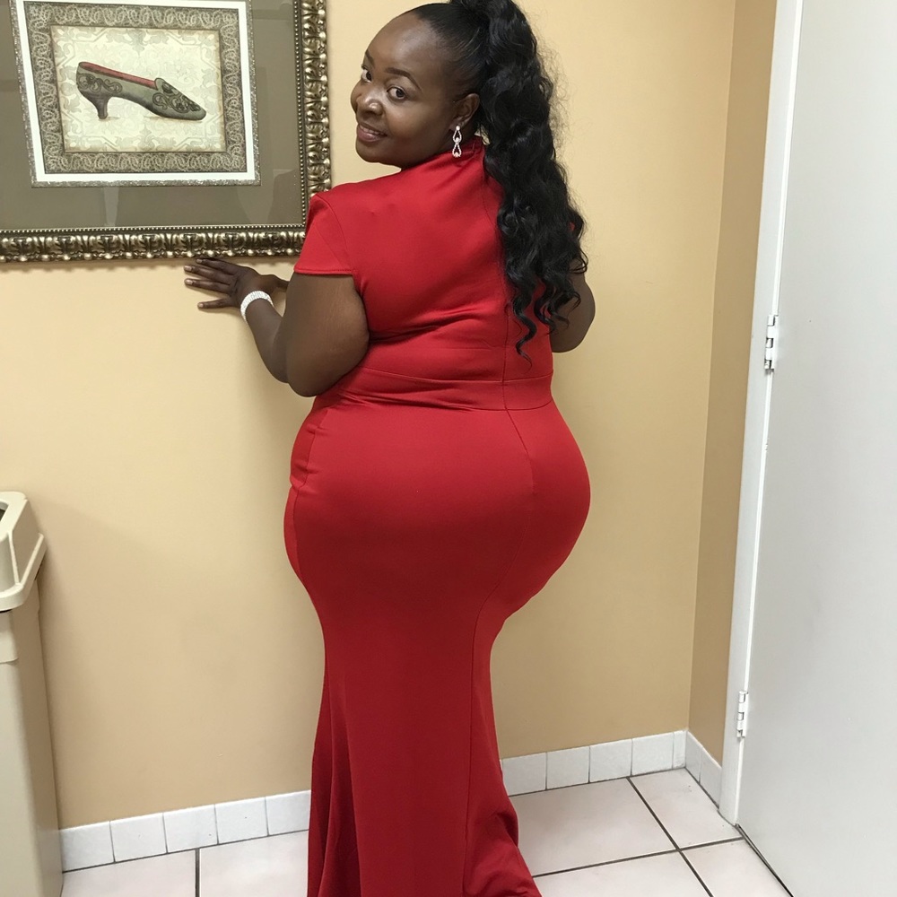 Beautiful red dress with rhinestones in front